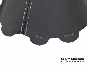 FIAT 124 Spider Gear Shift Boot - Black Italy - Black Leather w/ Silver Stitching